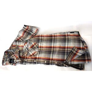 Prana Men's Ostend Button Up Blue Plaid Short Sleeve Camp Shirt Size M